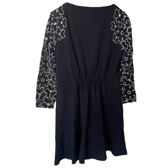 Rebecca Taylor Embroidered Tai Floral‎ 10 Black Mini Silk Cotton Dress - Picture 11 of 14